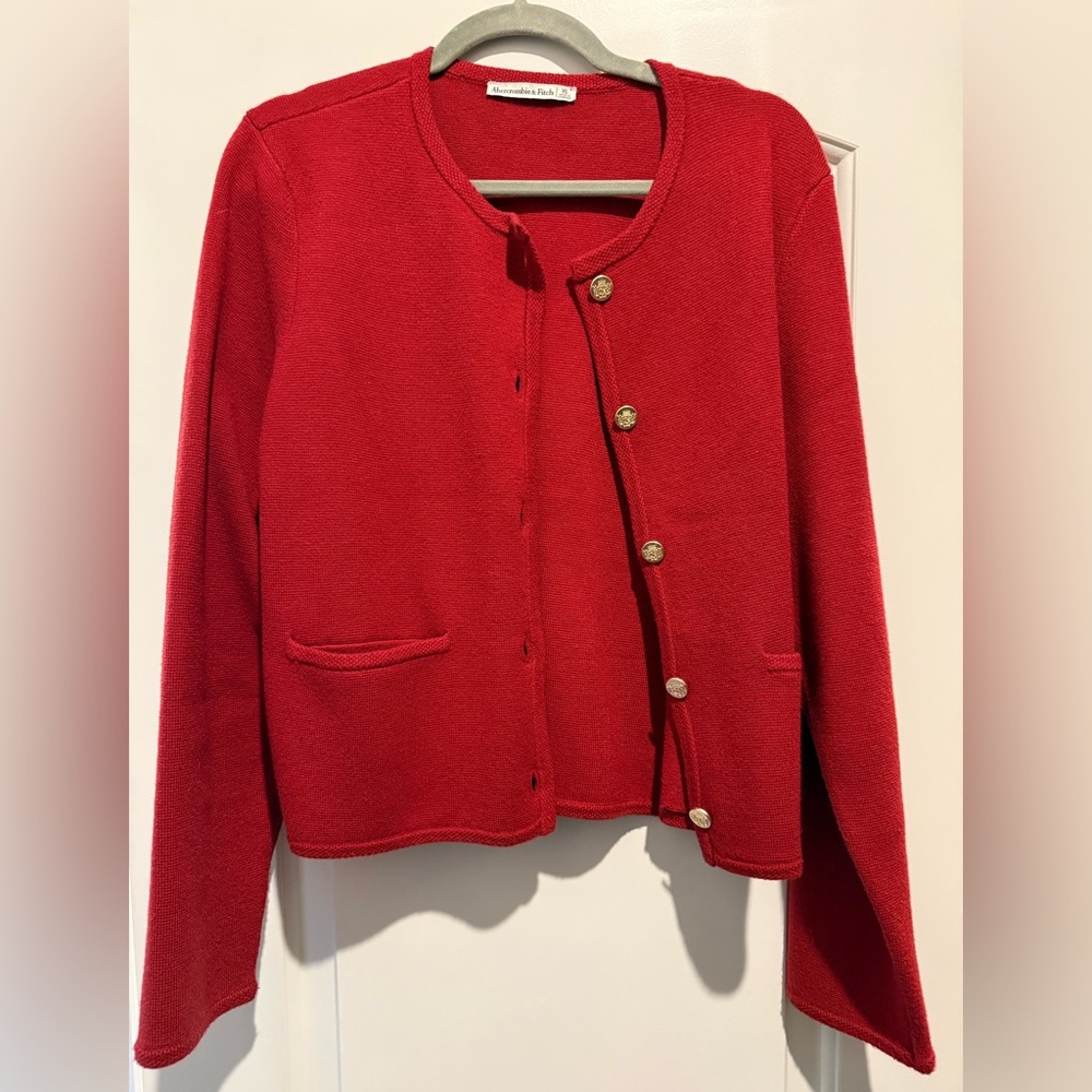 Abercrombie & Fitch Red Blazer with Gold Buttons